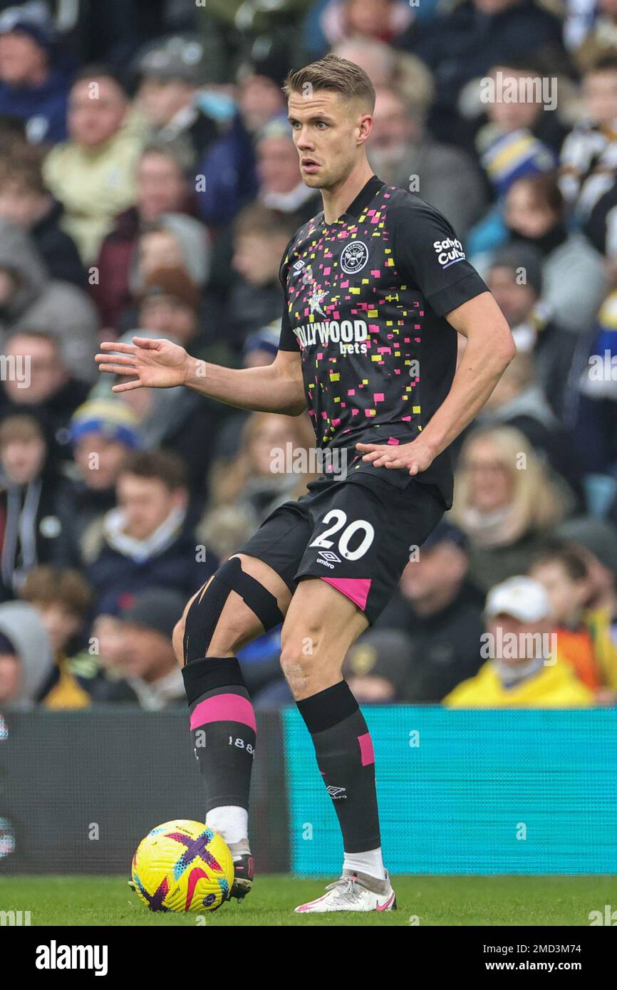 Kristoffer Ajer #20 of Brentford during the Premier League match Leeds ...