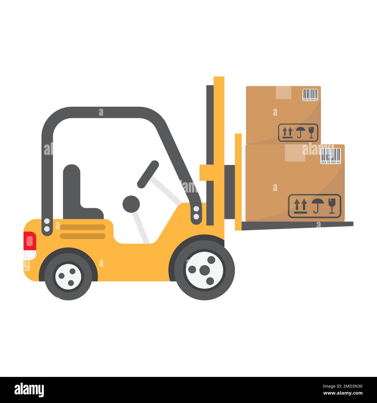 Forklift delivery truck flat icon, logistic and delivery, cargo vehicle sign vector graphics, a colorful solid pattern on a white background, eps 10. Stock Vector