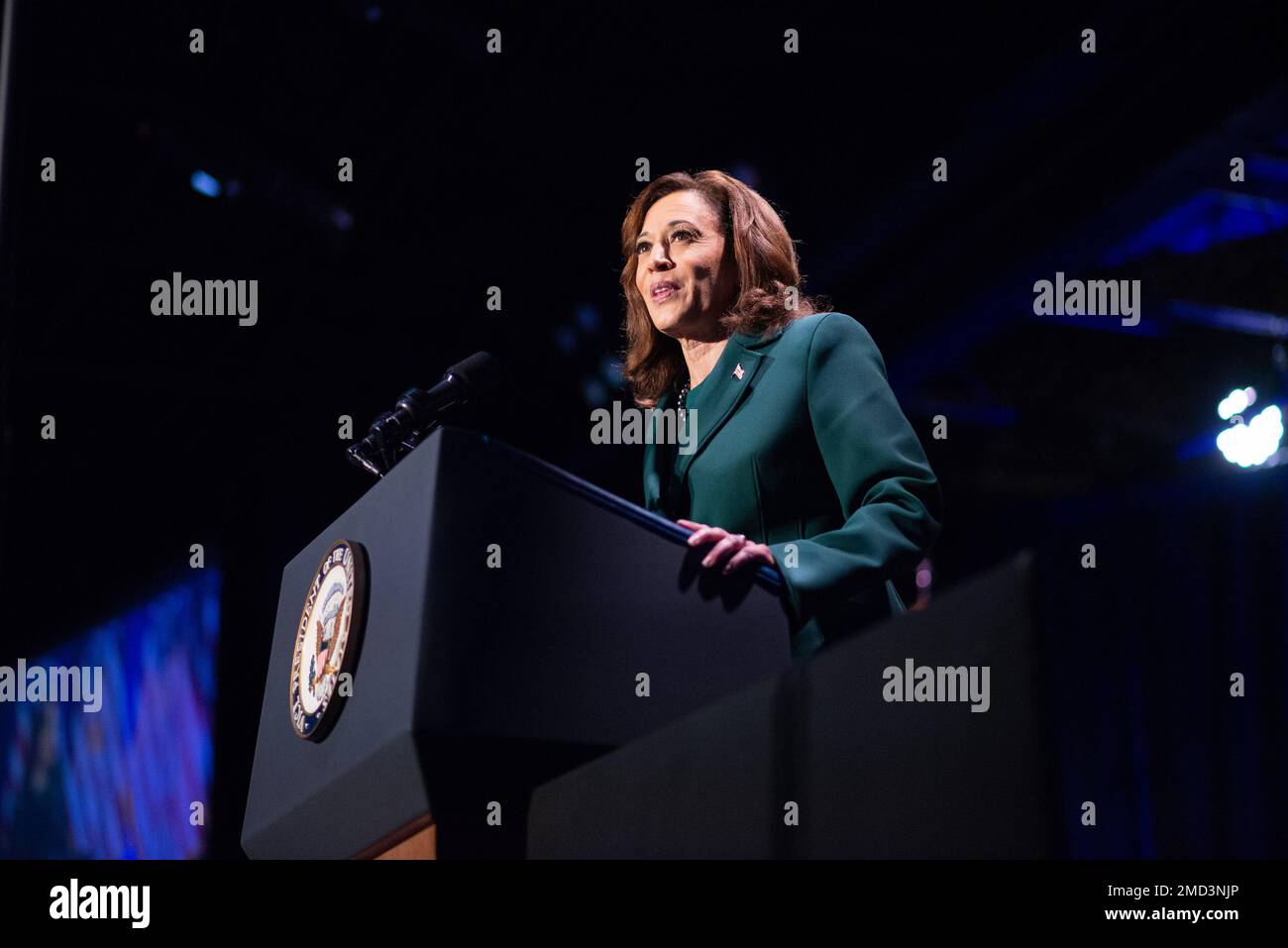 Tallahassee, United States. 22nd Jan, 2023. U.S. Vice President Kamala Harris delivers remarks to commemorate the 50th Anniversary of Roe v. Wade in Tallahassee, Florida on Sunday, January 22, 2023. Photo by Tori Lynn Schneider/ Credit: UPI/Alamy Live News Stock Photo
