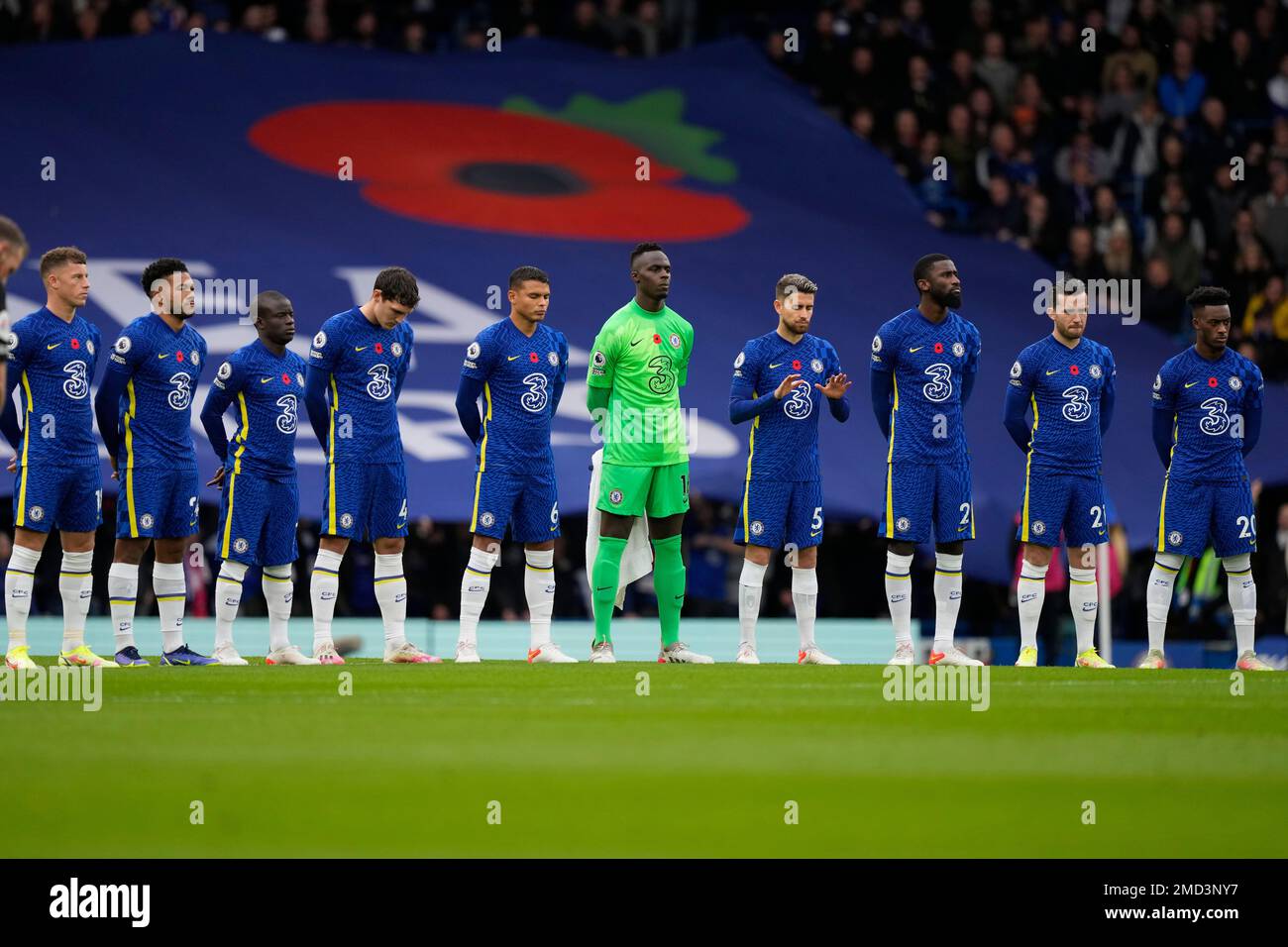 Chelsea squad line up before the English Premier League soccer match ...