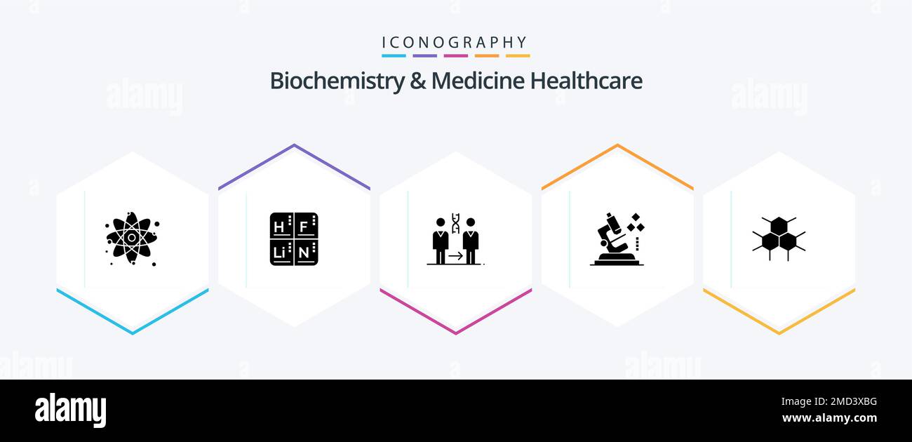 Biochemistry And Medicine Healthcare 25 Glyph icon pack including