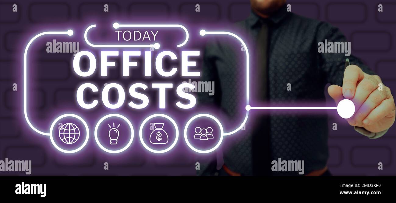 Amount Office Hand writing sign Office Costs. Business concept amount of money paid ...