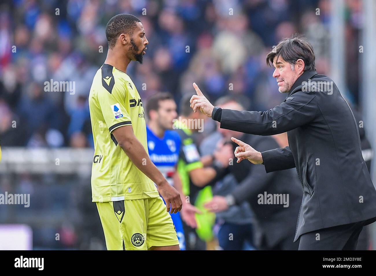Genova, Italy. 22nd Jan, 2023. Norberto Bercique Gomes Betuncal, detto Beto (Udinese) - Andrea Sottil (Udinese) head coach during UC Sampdoria vs Udinese Calcio, italian soccer Serie A match in Genova, Italy, January 22 2023 Credit: Independent Photo Agency/Alamy Live News Stock Photo