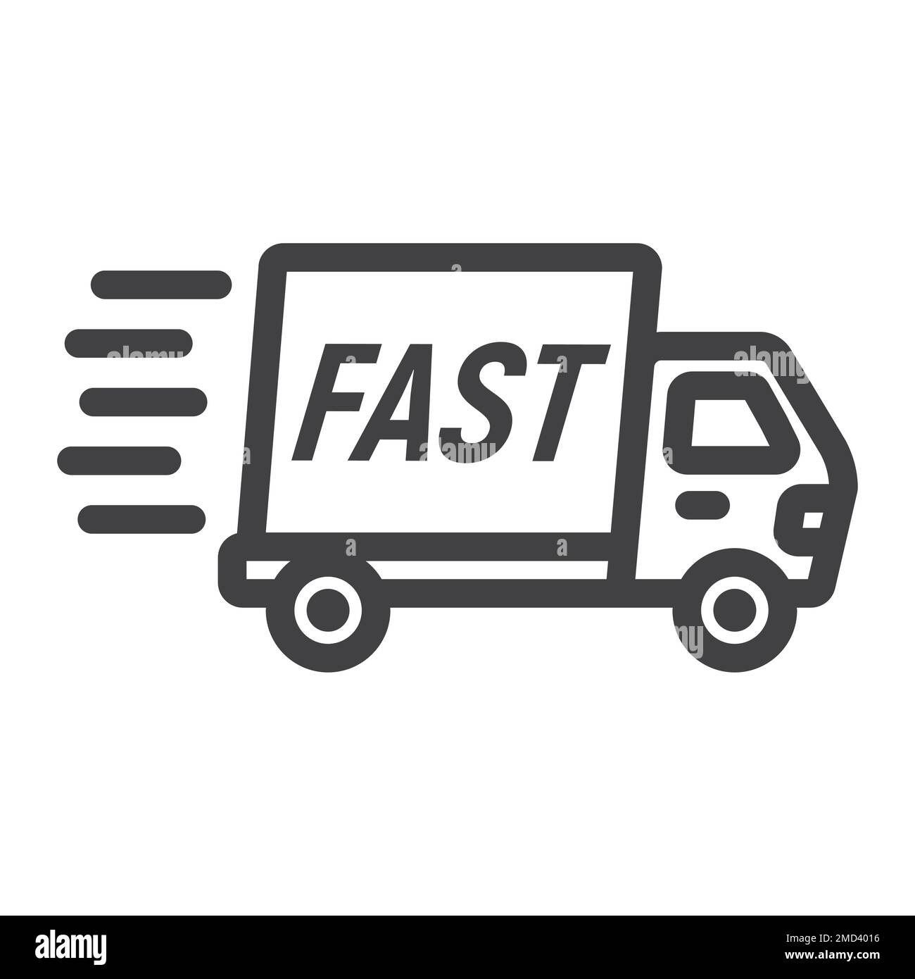 Fast shipping line icon, logistic and delivery truck, carton box