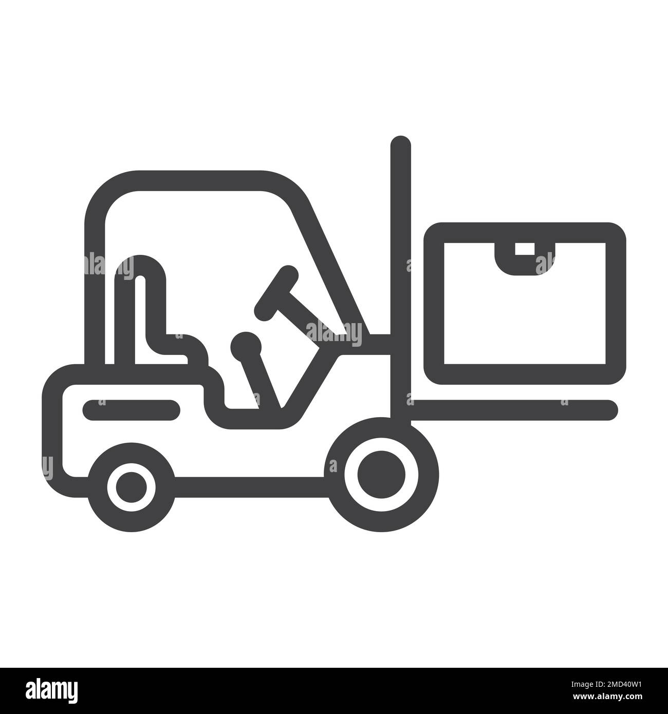 Forklift delivery truck line icon, logistic and delivery, cargo vehicle sign vector graphics, a linear pattern on a white background, eps 10. Stock Vector