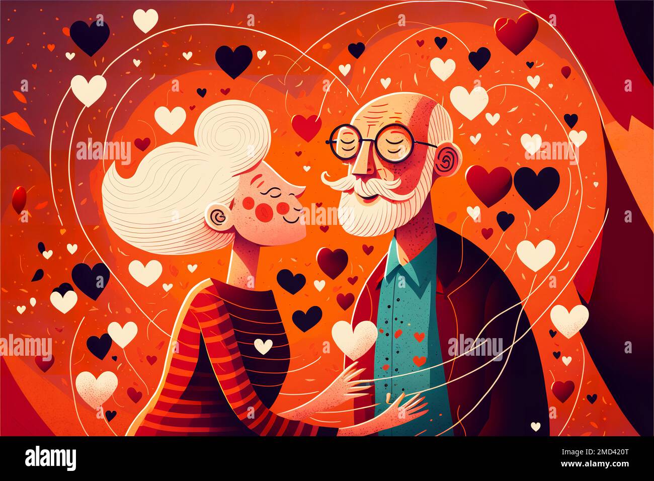 Old love couple illustration hi-res stock photography and images - Alamy