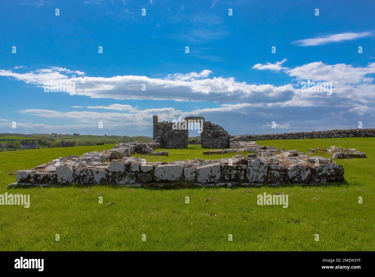 5th Century Nendrum Monastery Mahee Island in Strangford Lough, County Down, Northern Ireland Stock Photo
