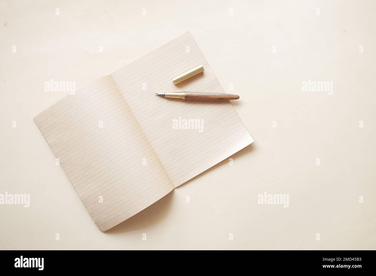 old empty paper and fountain pen on table Stock Photo