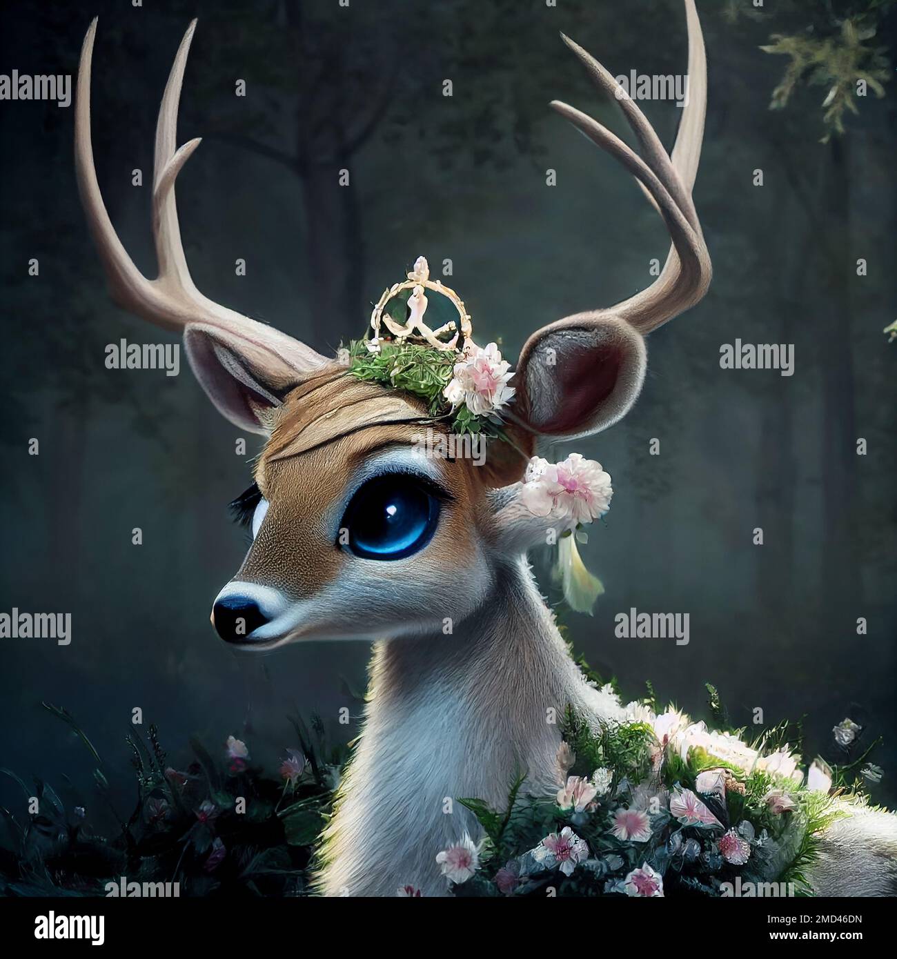 Illustration of a cute deer in forest Stock Photo