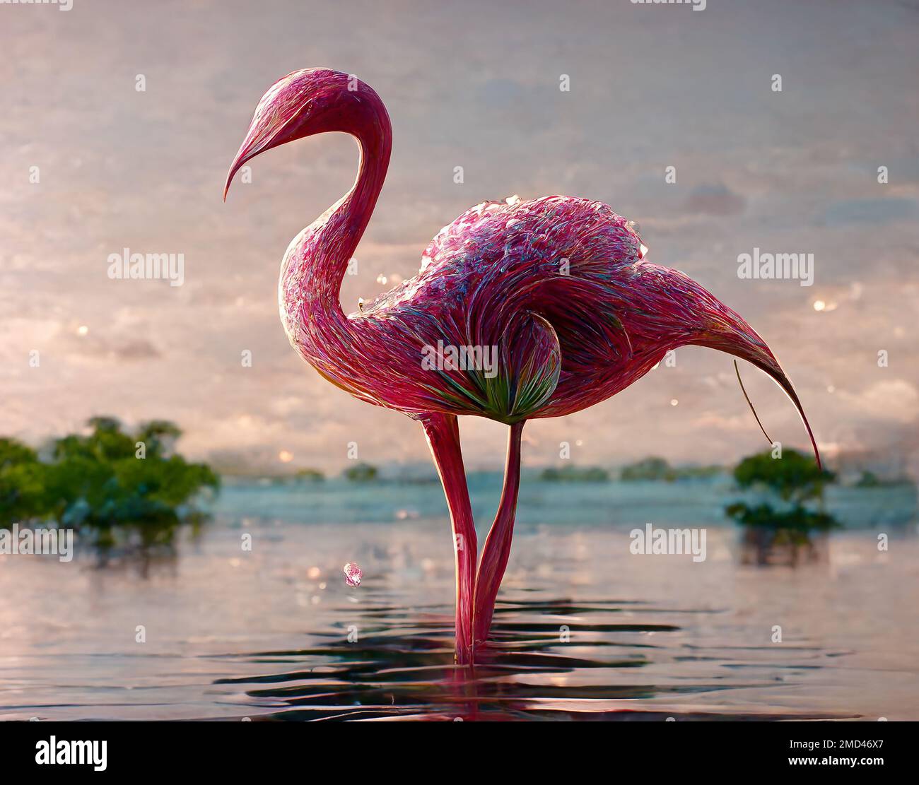 Illustration of a Pink flamingo Stock Photo