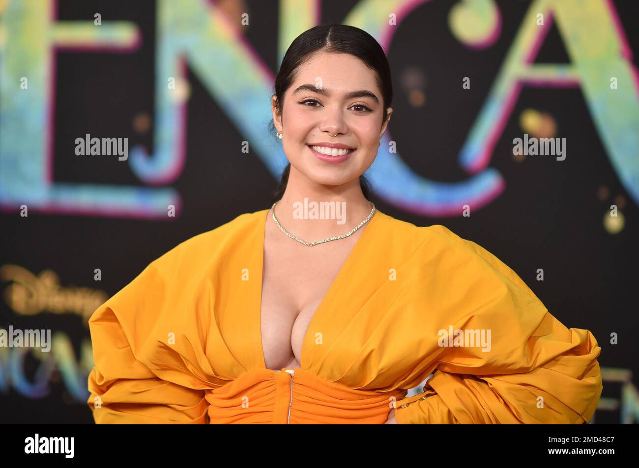 Auli'i Cravalho arrives at the premiere of "Encanto" on Wednesday, Nov