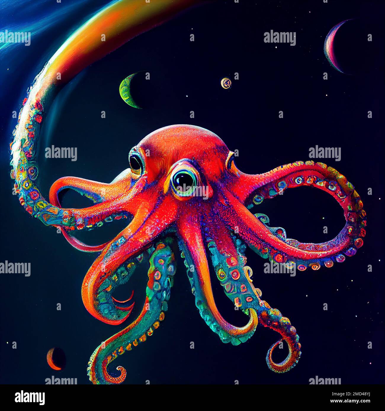 Colorful octopus in space Stock Photo