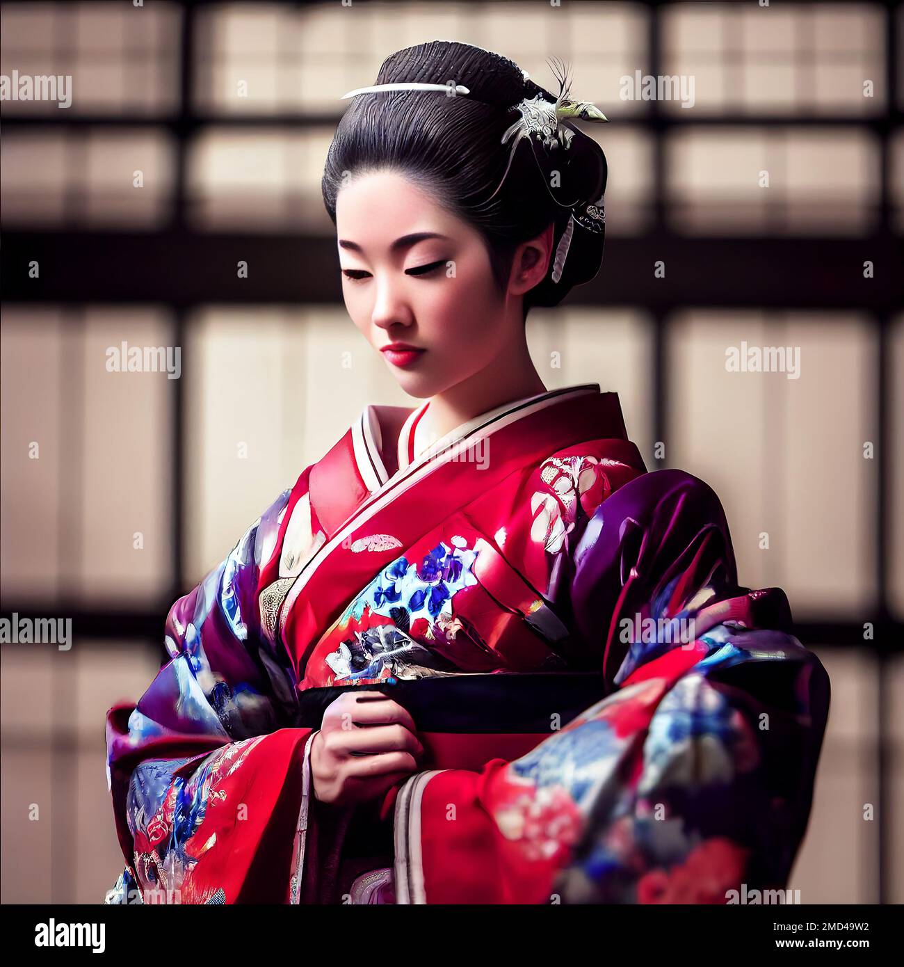 Beautiful geisha portrait Stock Photo