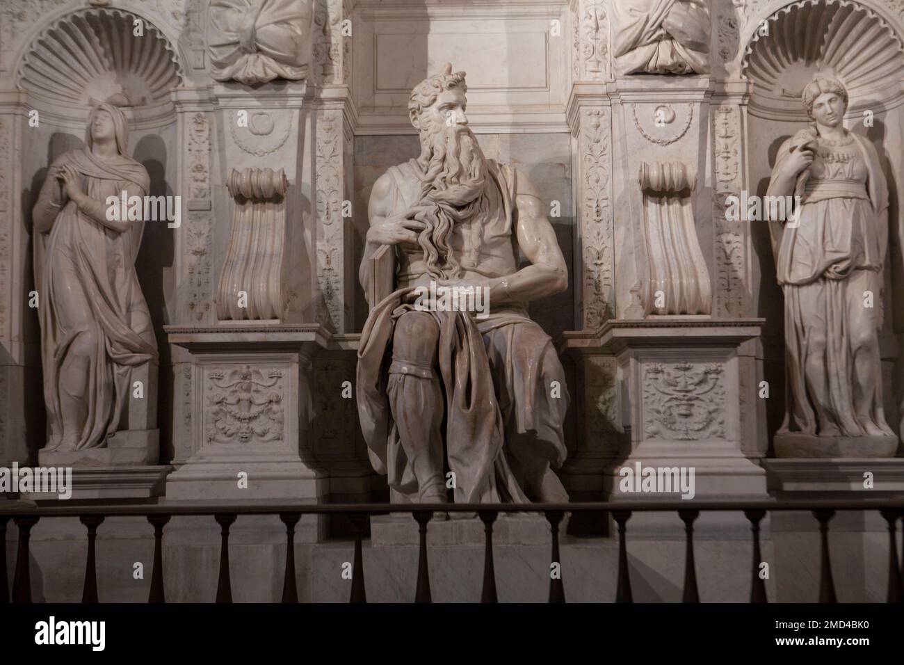 The Moses is a white marble sculpture made by Michelangelo Stock Photo