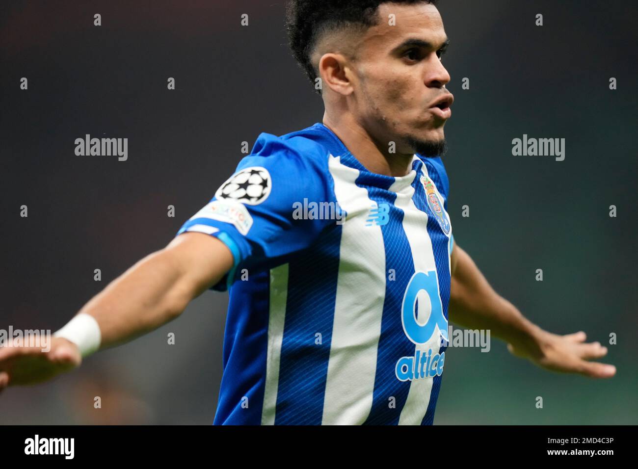 The team (FC Porto) and Luis DIaz (FC Porto) celebrate his goal during the  UEFA Champions League, Group B football match between AC Milan and FC Porto  on November 3, 2021 at