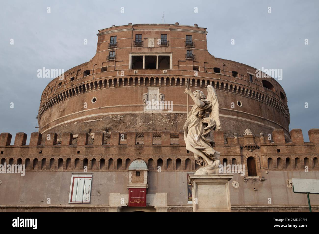 The Castel Sant'Angelo is a monument of Rome, located on the right bank of the Tiber Stock Photo