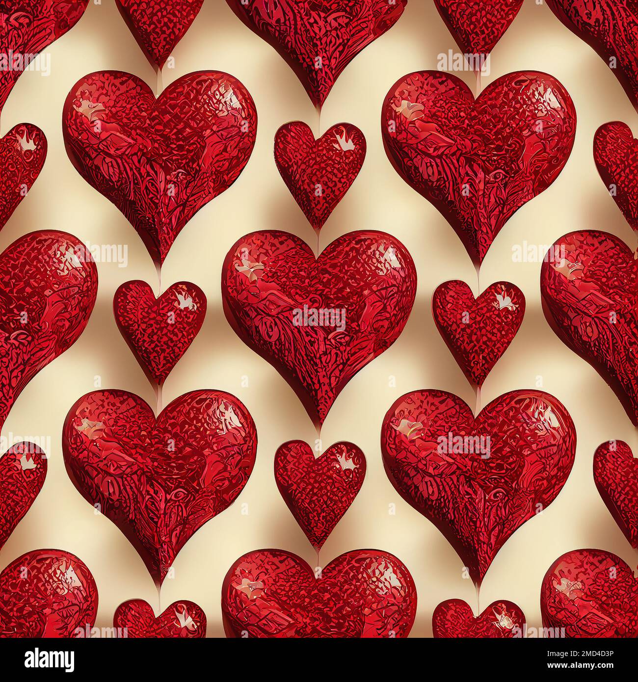 Red hearts seamless pattern Stock Photo