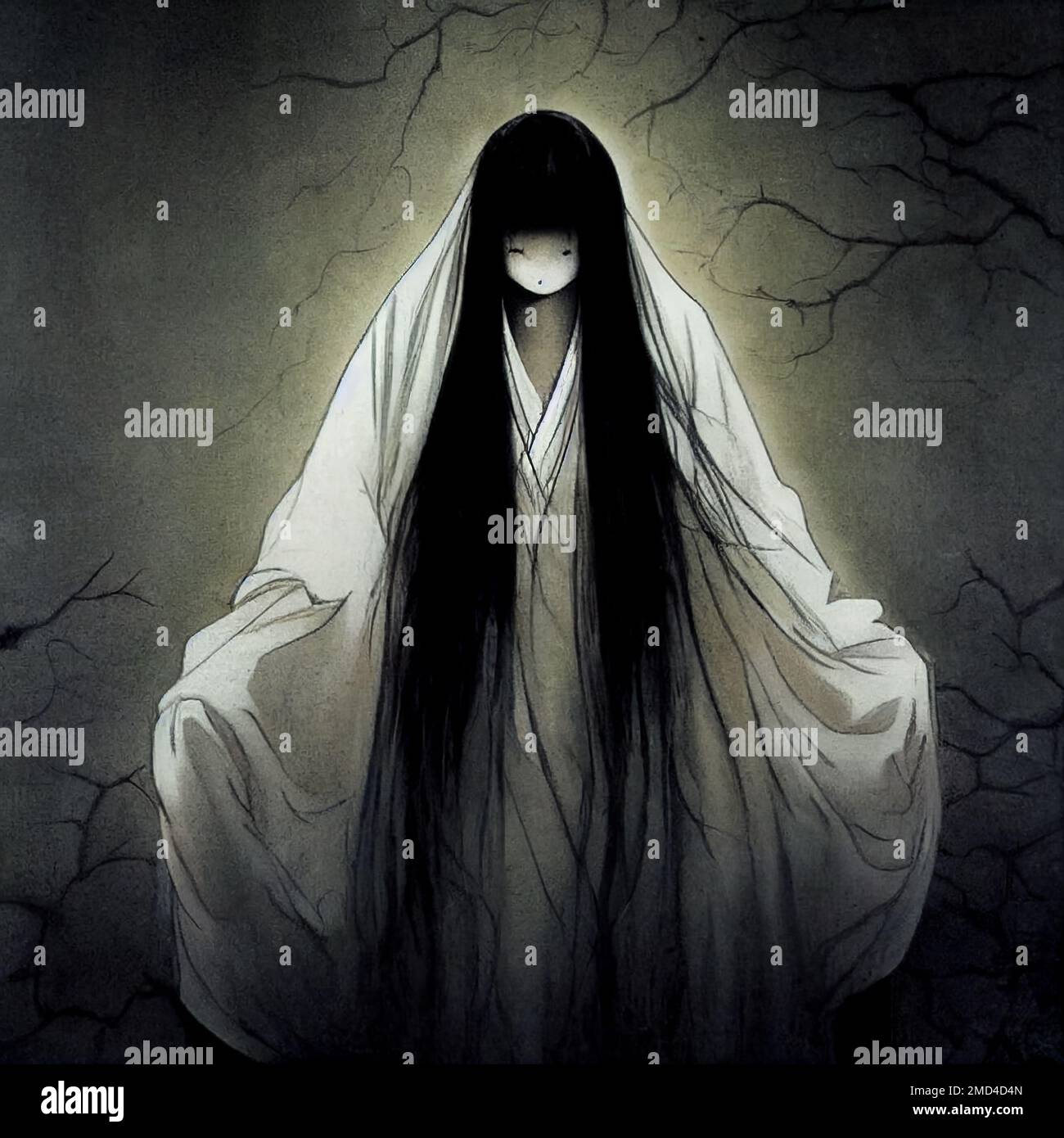 Ghostly woman, spooky horror japanese style Stock Photo