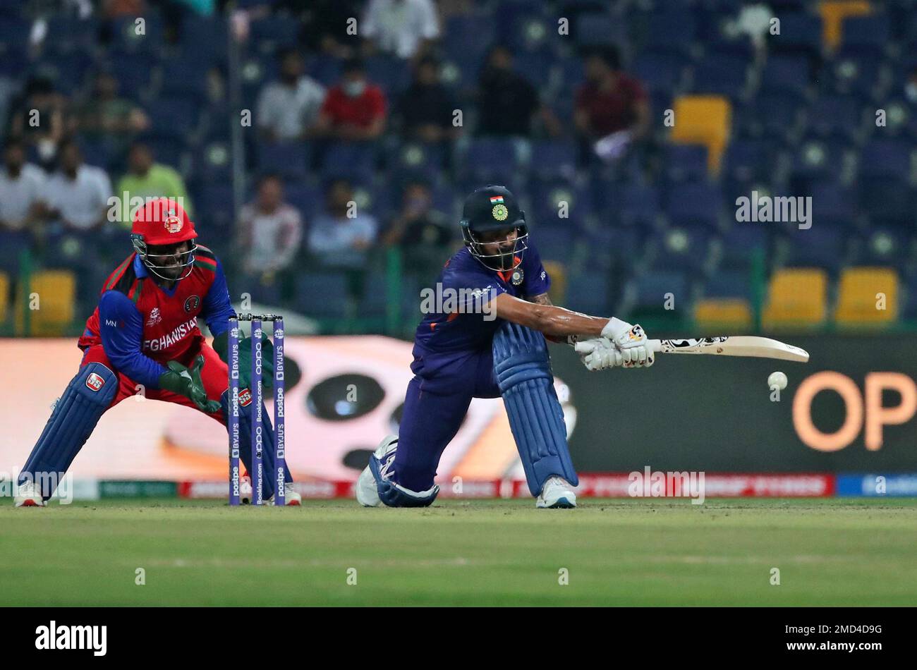 India's KL Rahul hits a boundary during the Cricket Twenty20 World Cup ...