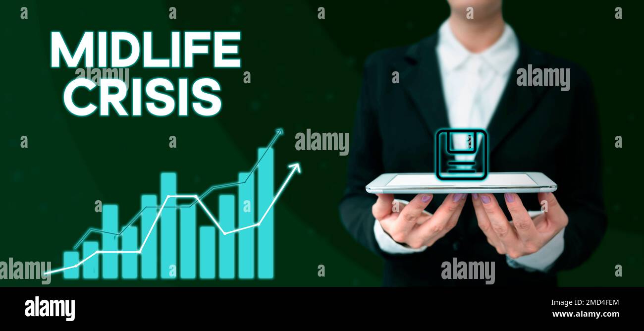 Text caption presenting Midlife Crisis. Internet Concept Software development technique Decomposing an application Stock Photo