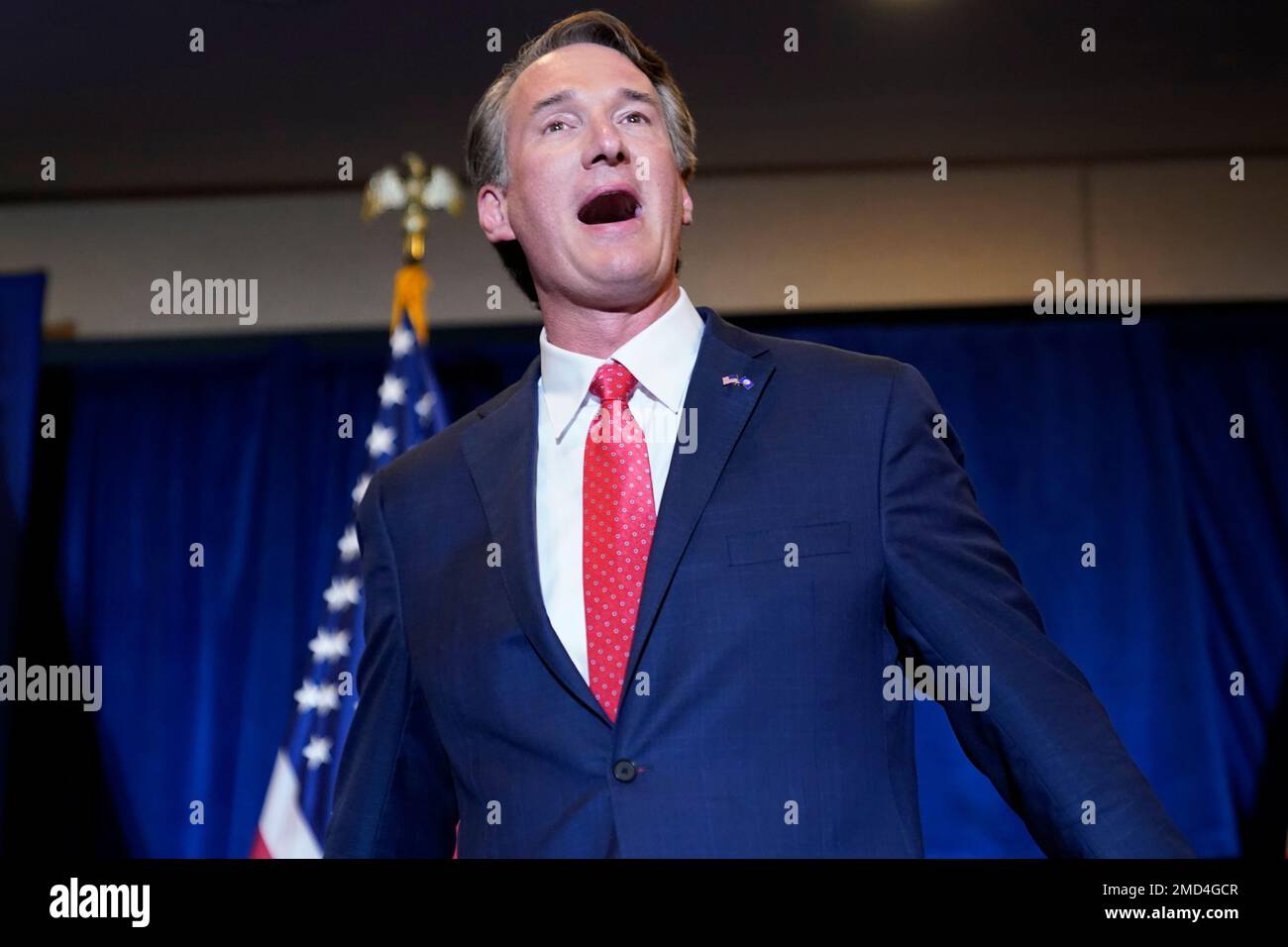Virginia Gov.elect Glenn Youngkin arrives to speak at an election