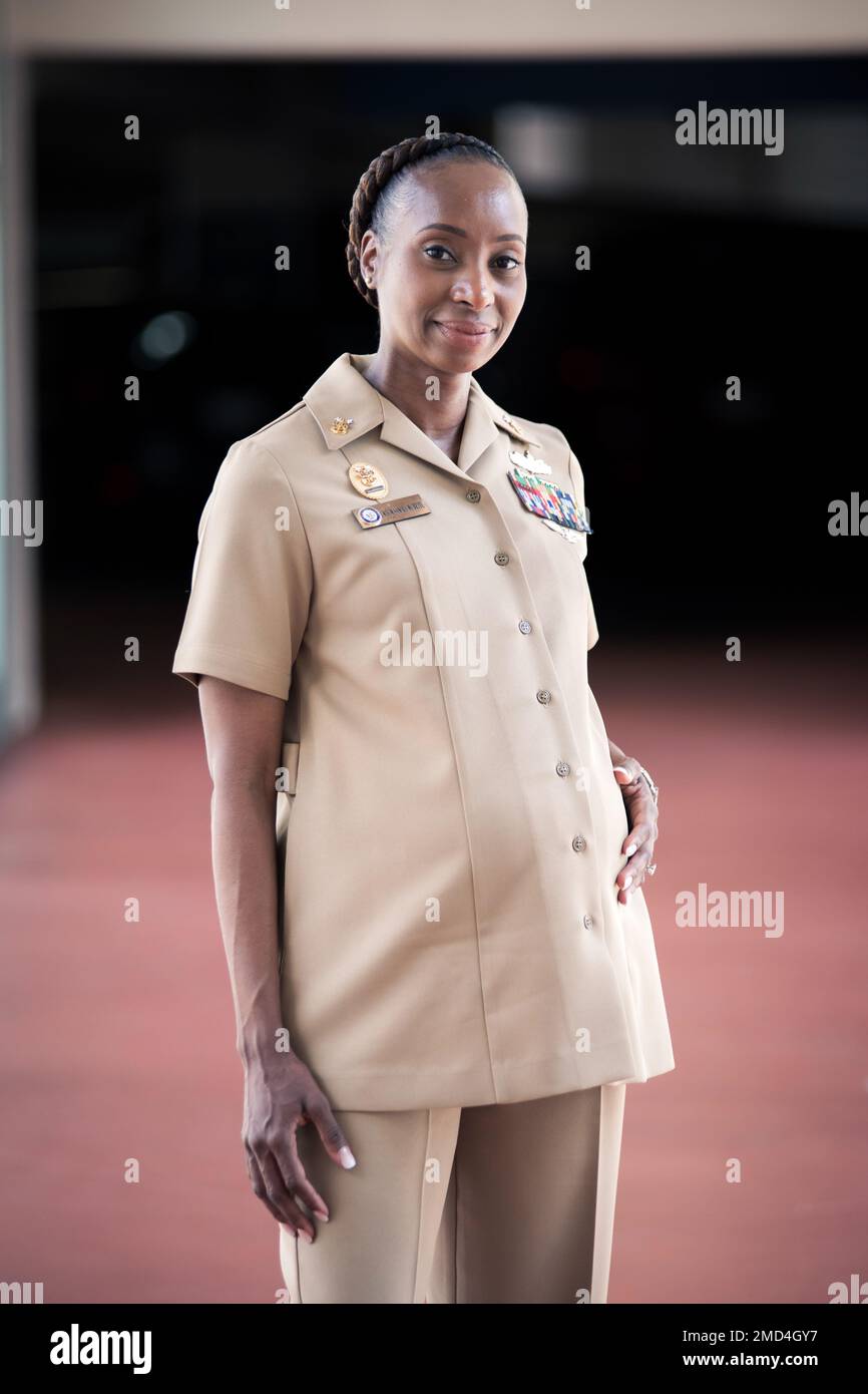 NORFOLK, Va. (July 12, 2022) Command Master Chief Samira McBride wears