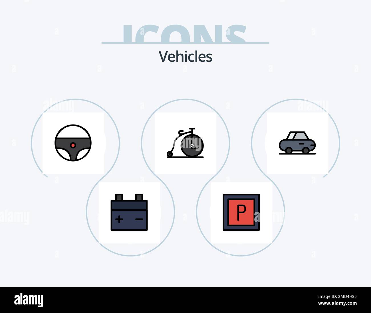 Vehicles Line Filled Icon Pack 5 Icon Design. . . boat. dashboard. car