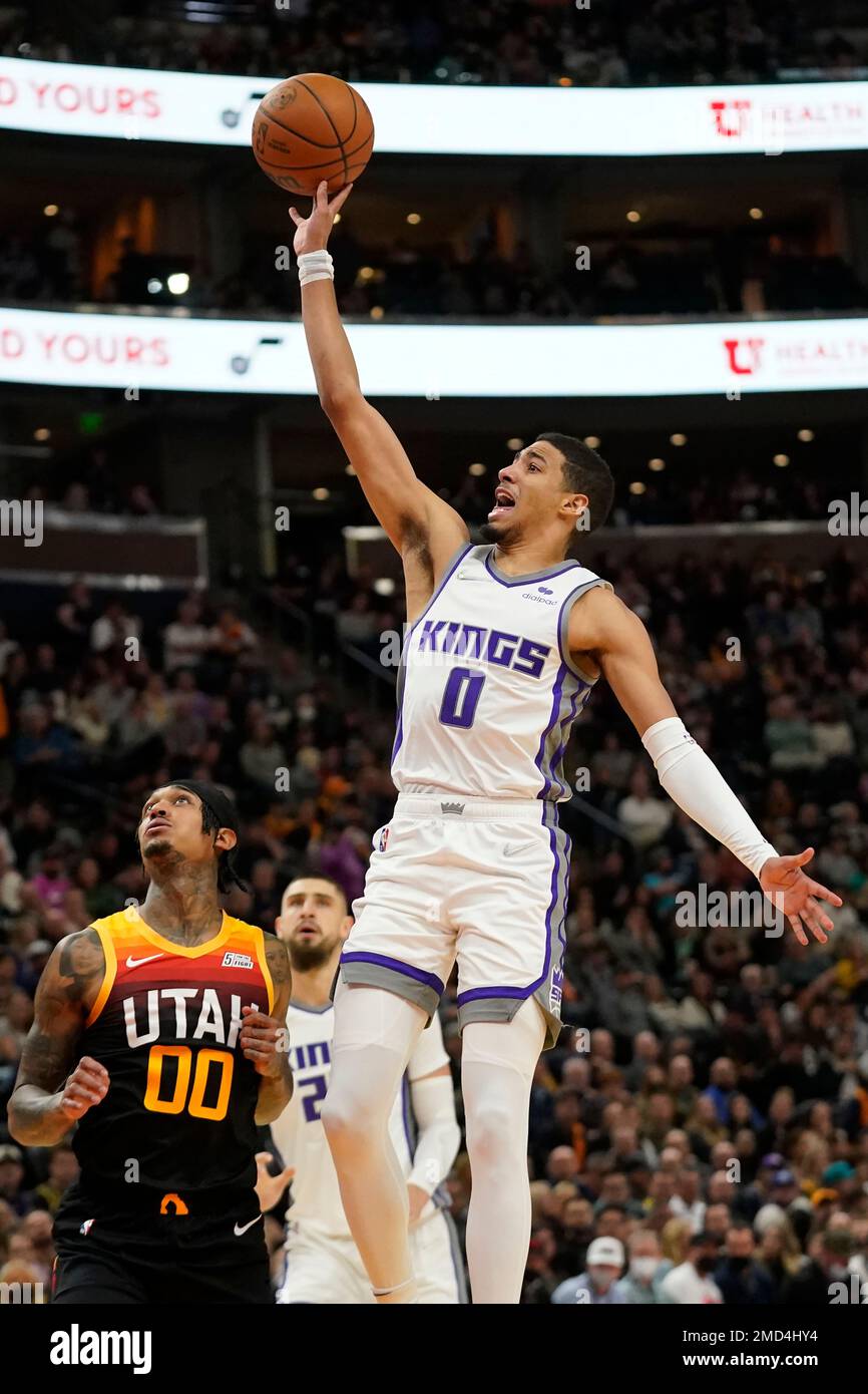 Indiana Pacers' Tyrese Haliburton goes up for a dunk during the second half  of an NBA basketball game against the Sacramento Kings, Friday, Feb. 3,  2023, in Indianapolis. (AP Photo/Darron Cummings Stock