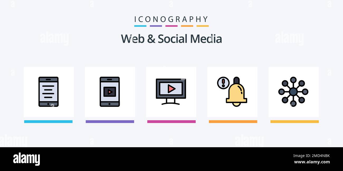  And Social Media Line Filled 5 Icon Pack Including . screen . media
