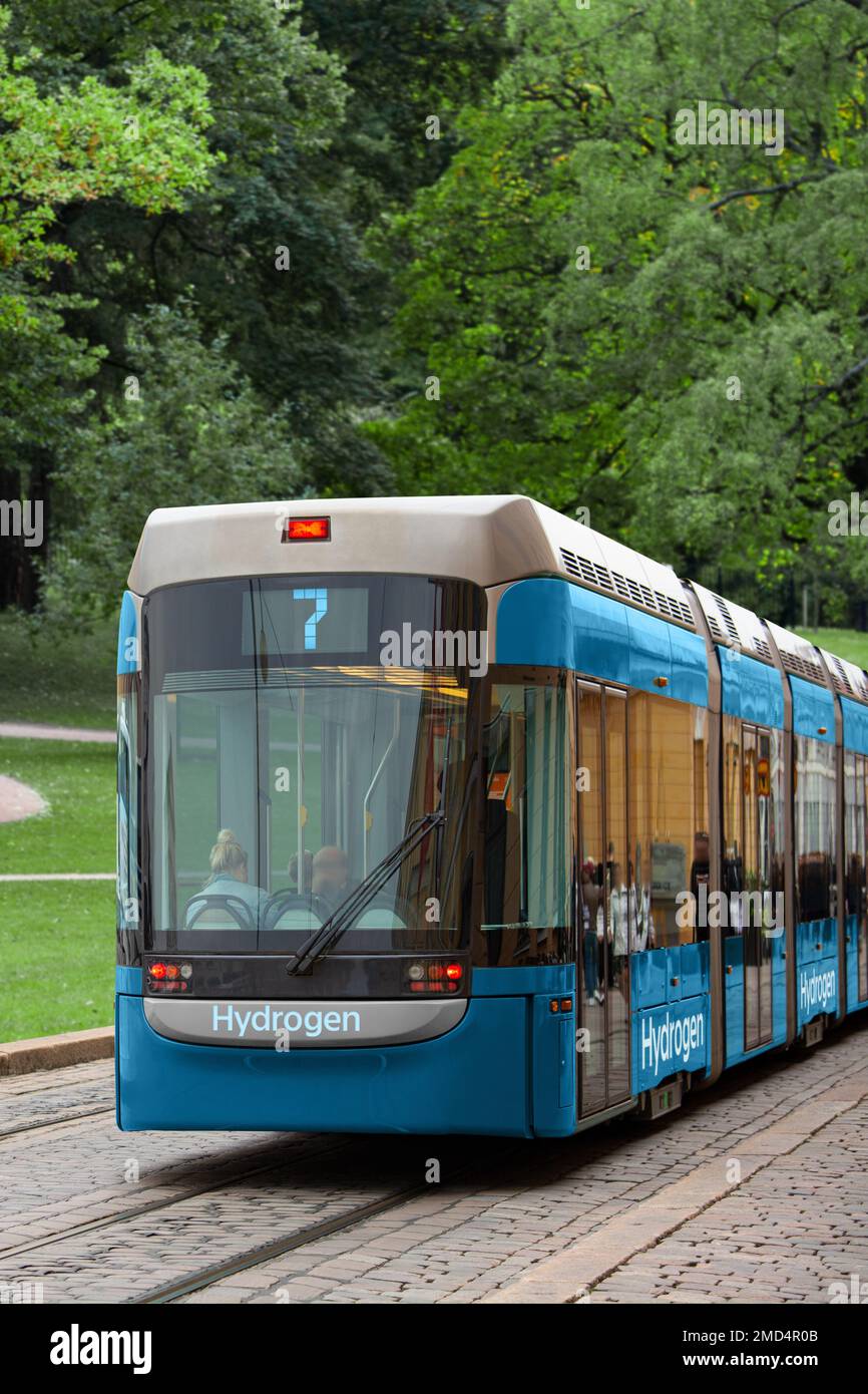 A hydrogen fuel cell tram concept Stock Photo