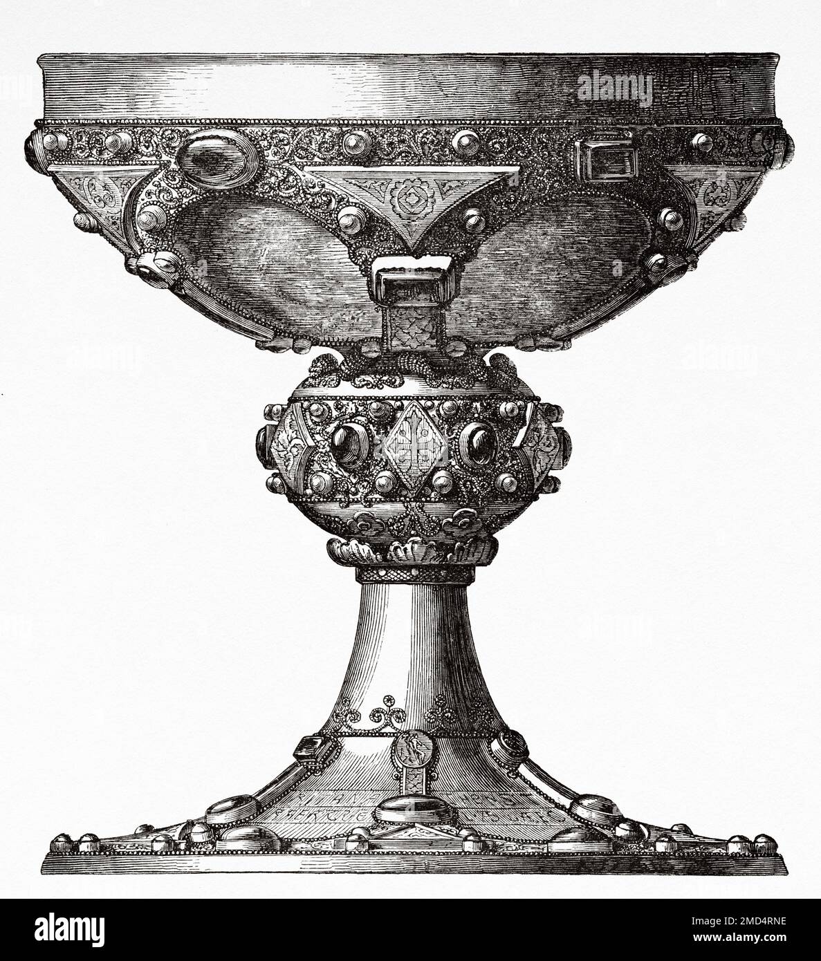 Chalice called San Remy, XII century. Reims Cathedral Treasury, France. The Arts of the Middle Ages and at the Period of the Renaissance by Paul Lacroix, 1874 Stock Photo
