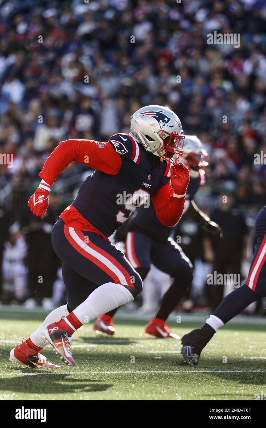 New England Patriots' Matthew Judon rushes against the New York