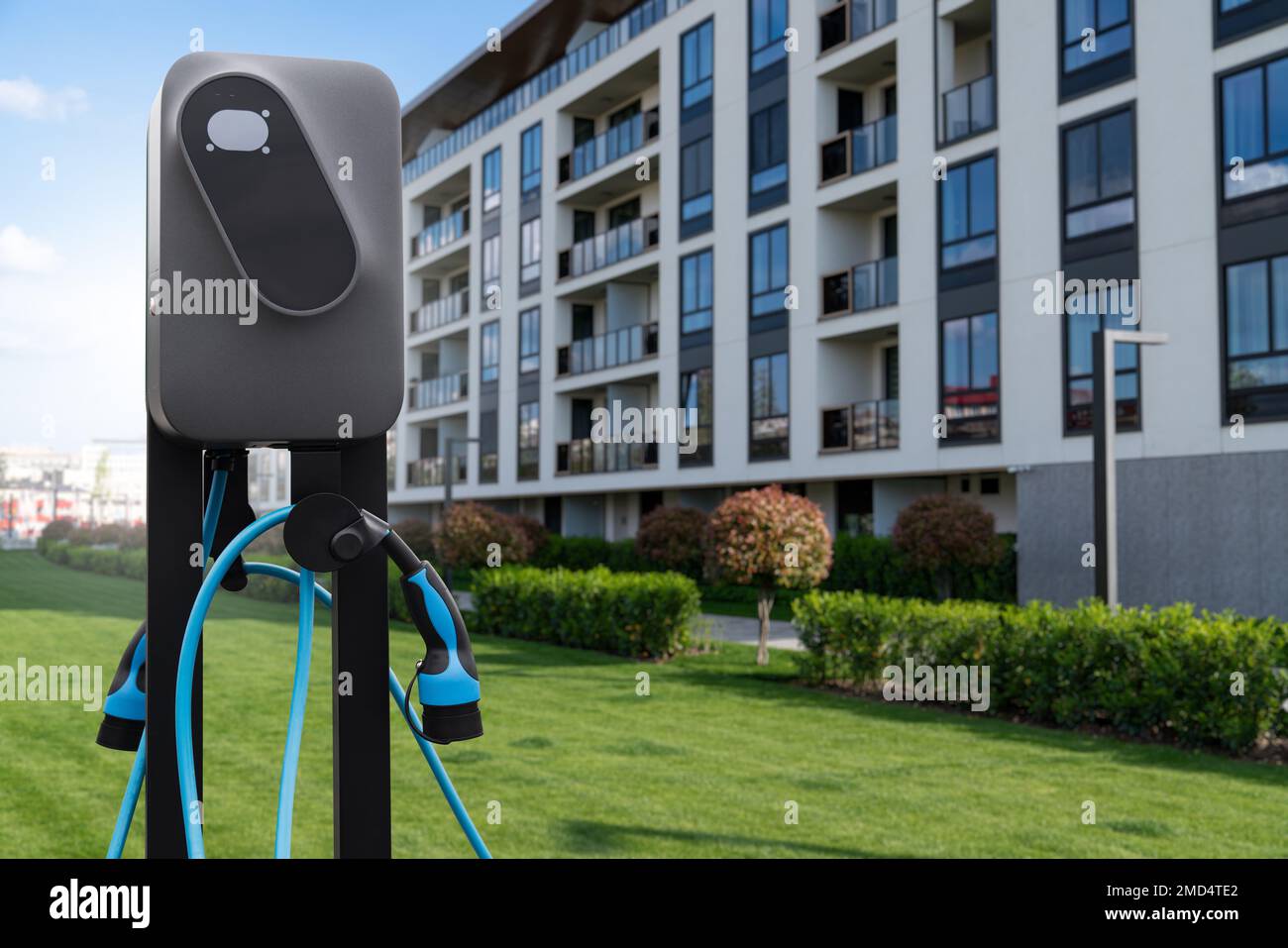 Close-up of electric charging station Stock Photo