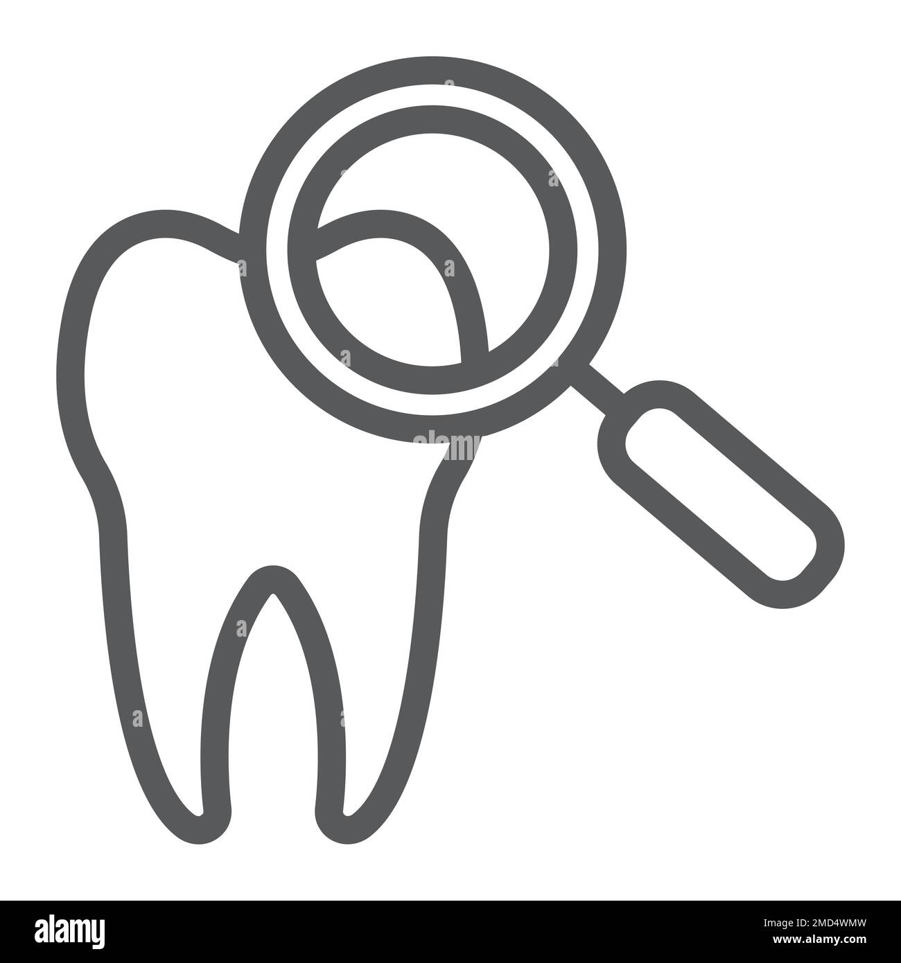 Dental check up line icon, stomatology and dental, magnifying sign ...