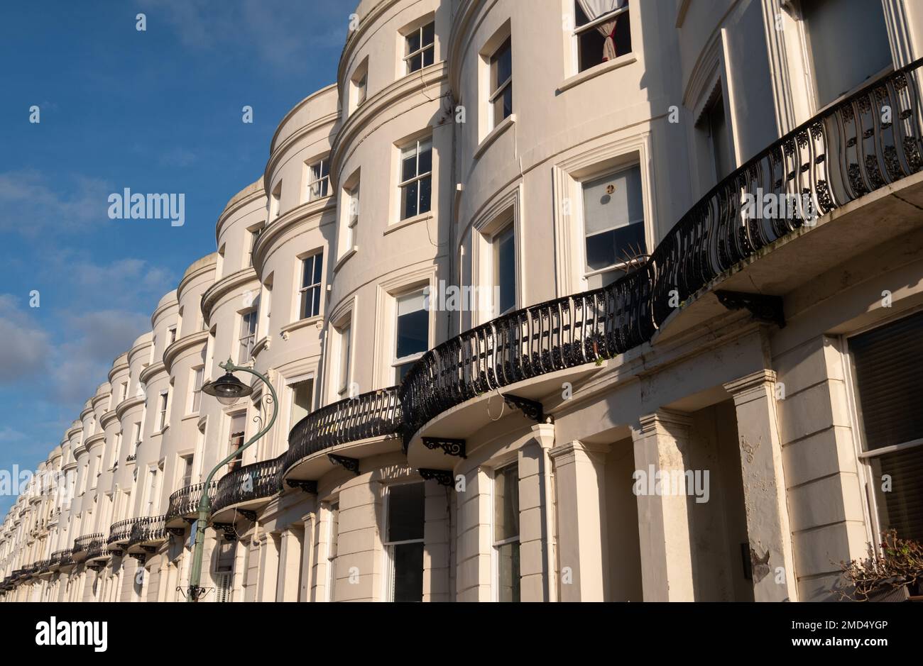 Attractive terraced properties in Lansdowne Place, Hove, East Sussex, UK. The stucco fronted