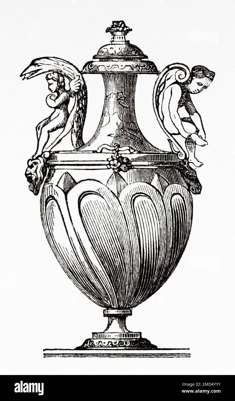 Rock crystal cruet mounted in gilt silver and enamel, Italian work of