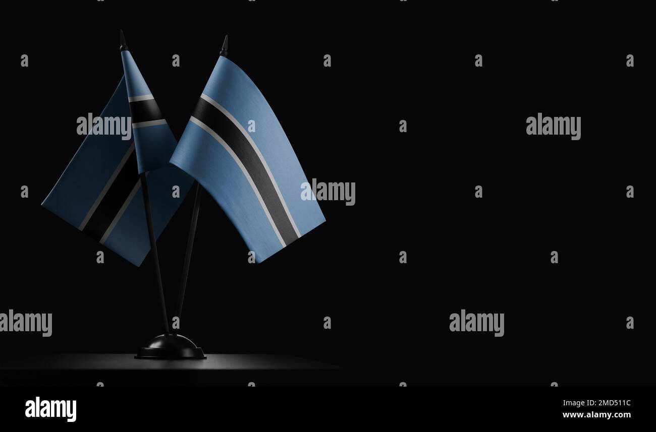 Small national flags of the Botswana on a black background Stock Photo ...
