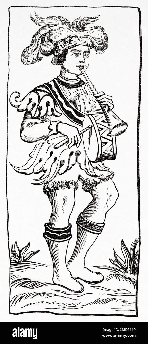 The Joker card from a 15th century tarot deck. The Arts of the Middle Ages and at the Period of the Renaissance by Paul Lacroix, 1874 Stock Photo