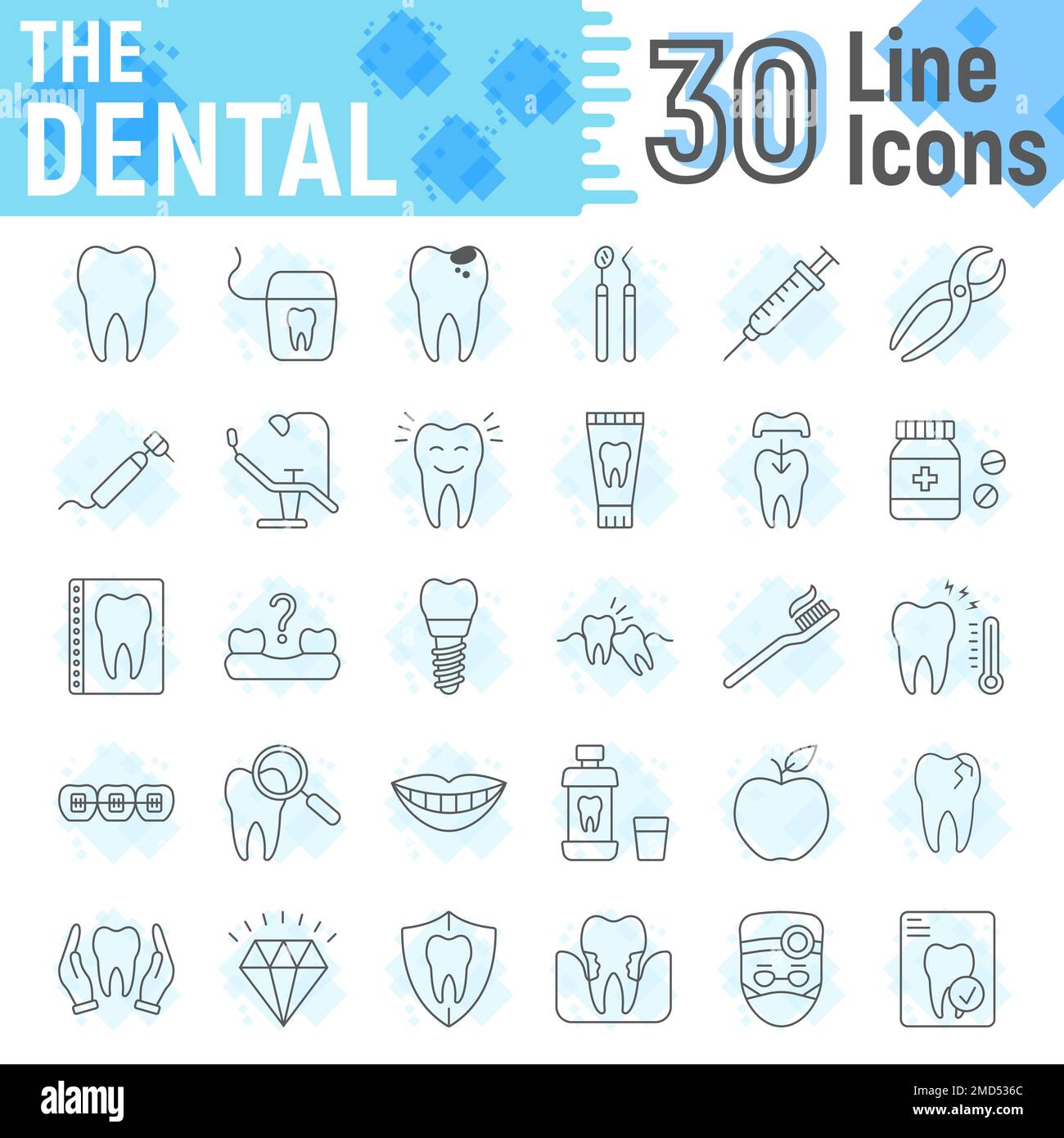 Dental thin line icon set, Stomatology symbols collection, vector ...