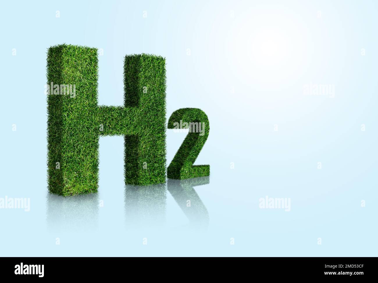Symbol of Hydrogen H2 from grass. Stock Photo