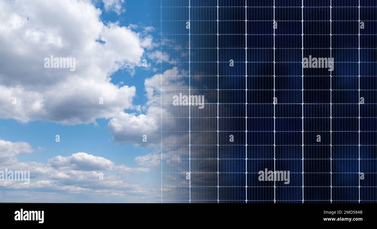 Solar panels on a background of blue sky Stock Photo