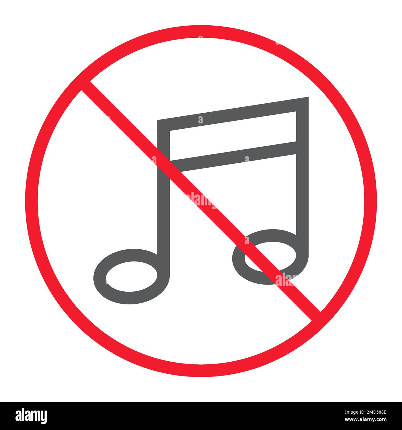 No music line icon, prohibition and forbidden, no melody sign vector