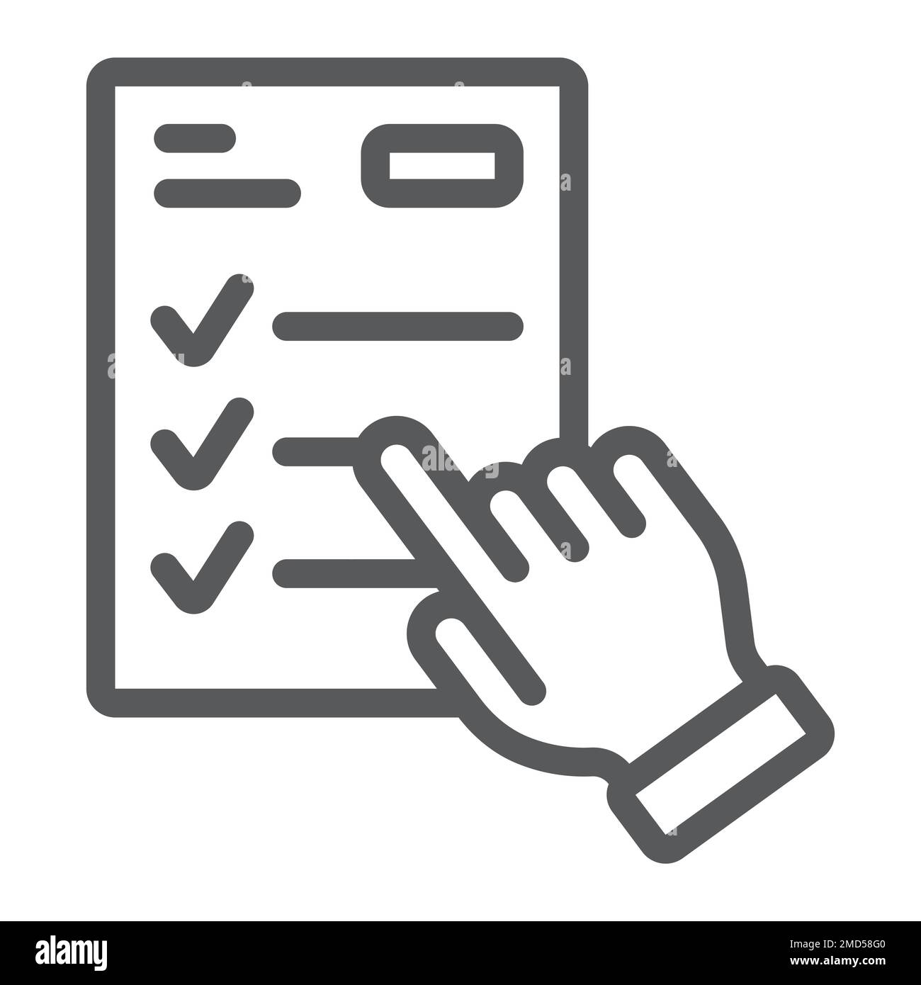 Study program line icon, e learning and education, finger on list sign vector graphics, a linear pattern on a white background, eps 10. Stock Vector