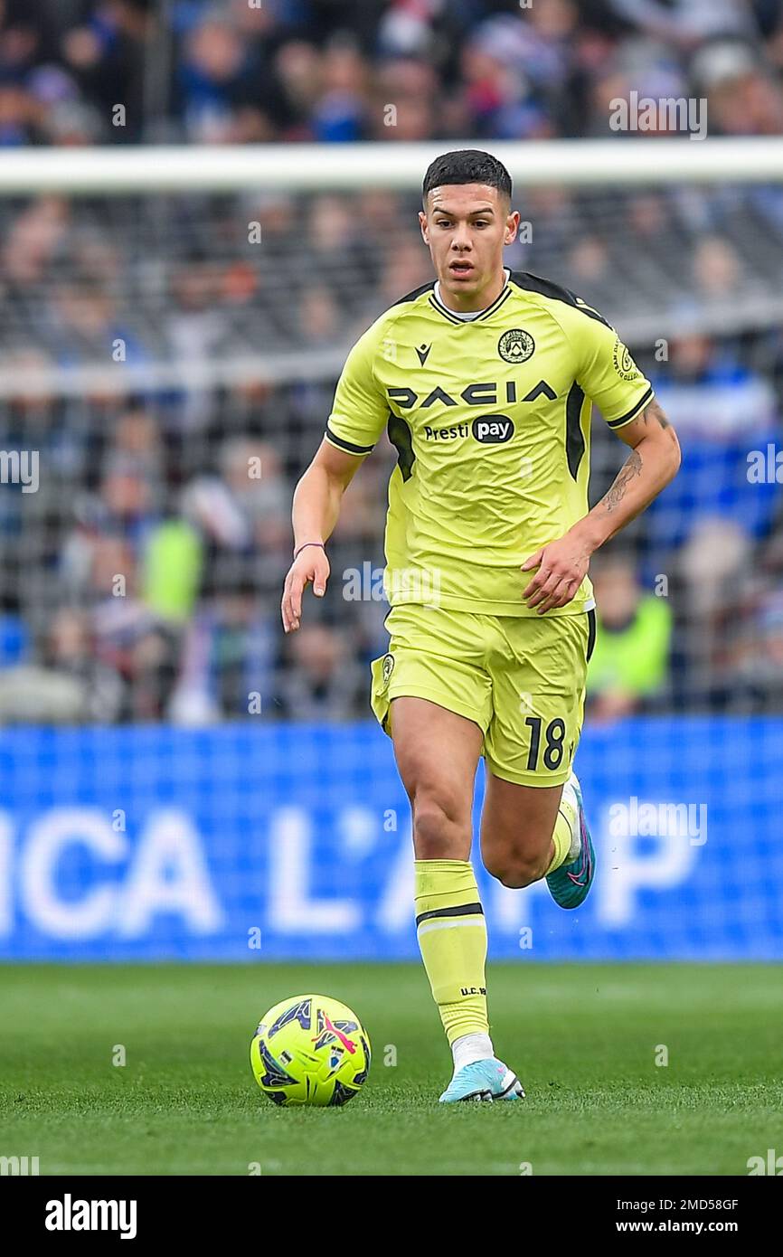 Maillot Udinese 2023/2024 Porté En Match Par Nehuen Perez #18 - Taille L - Marque Macron