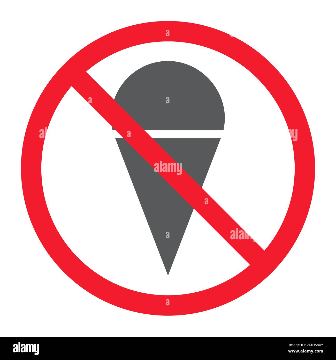 No ice cream glyph icon, prohibition and forbidden, no food sign vector