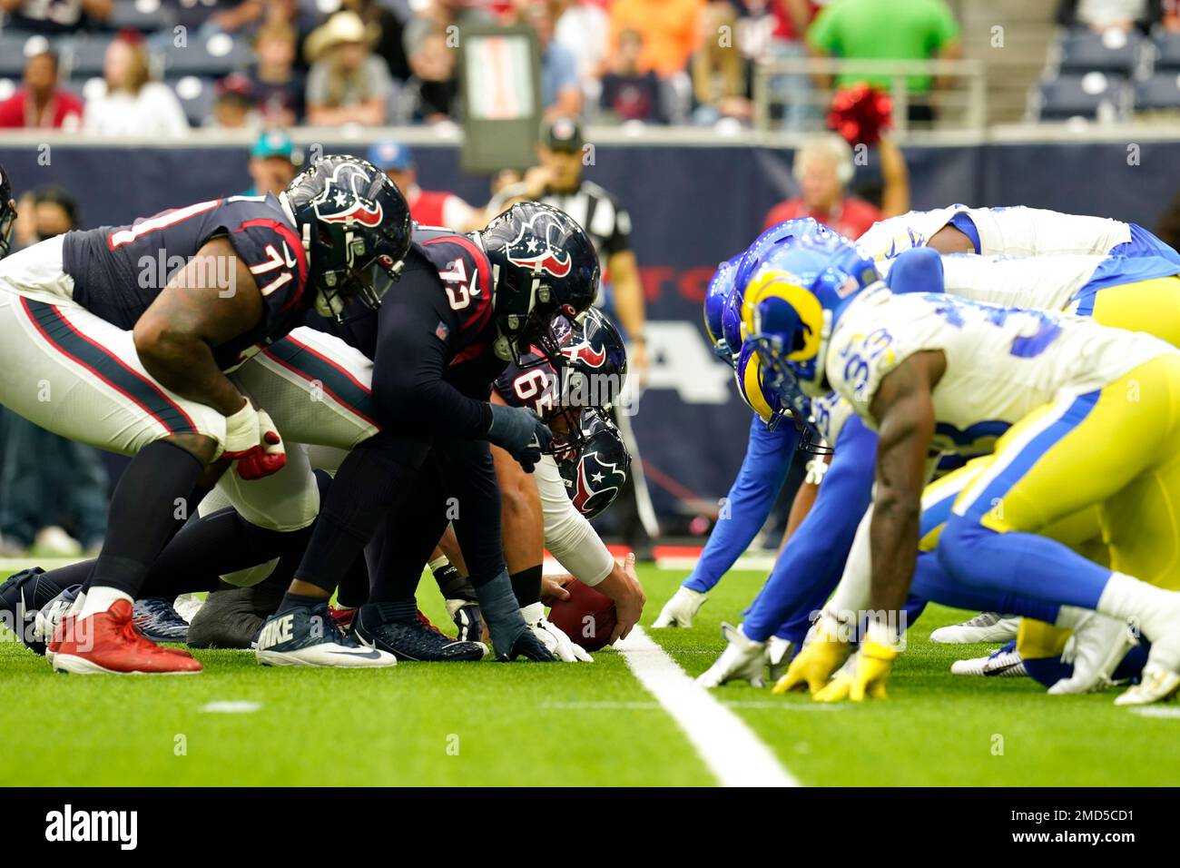 Houston Texans line of scrimmage during an NFL football game against the  Los Angeles Rams, Sunday, Oct. 31, 2021, in Houston. (AP Photo/Matt  Patterson Stock Photo - Alamy