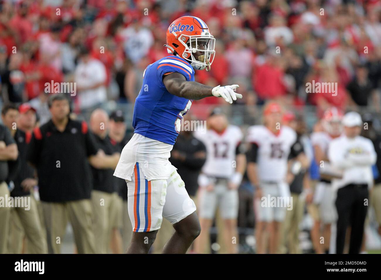 Florida cornerback Kaiir Elam (5) follows a play during the second half