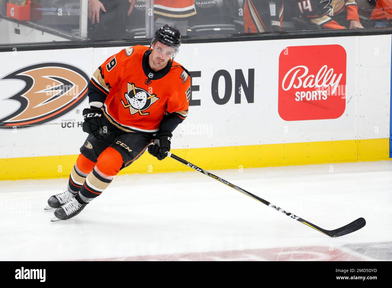 Anaheim Ducks Forward Sam Carrick (39) Warms Up Before An NHL Hockey ...