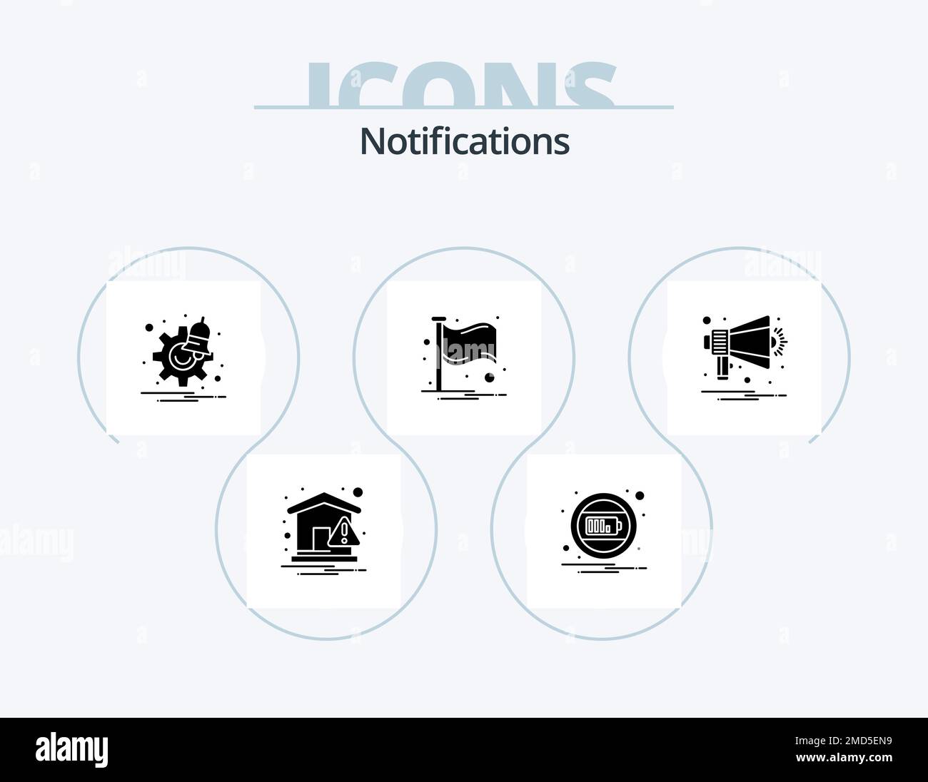 Notifications Glyph Icon Pack 5 Icon Design. horn. place. notification