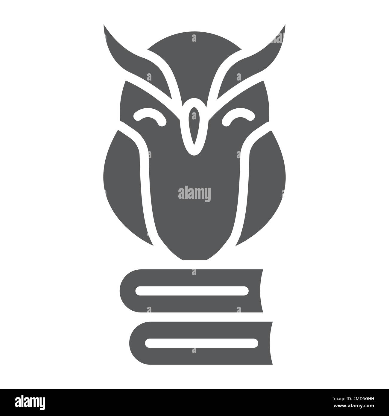 Owl on books glyph icon, e learning and education, knowledge sign ...